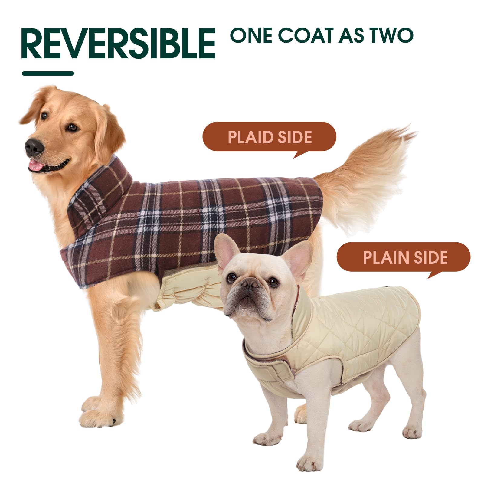 Kuoser dog coat adjustable straps and closures for comfortable winter fit.