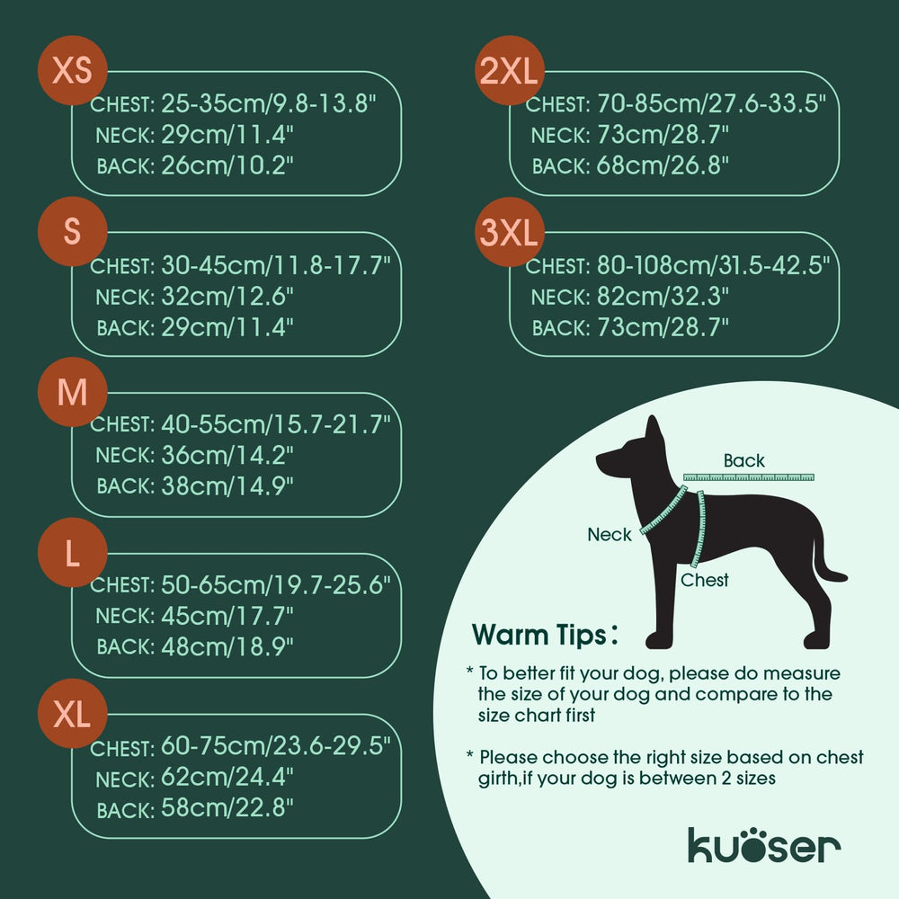 Kuoser Dog Coat features adjustable hook-and-loop for a secure fit.