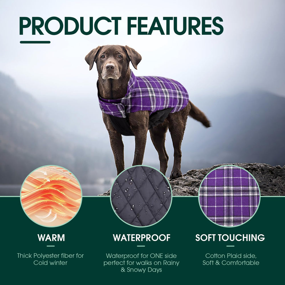 Kuoser dog coat adjustable straps enable quick, comfortable on-dog fit