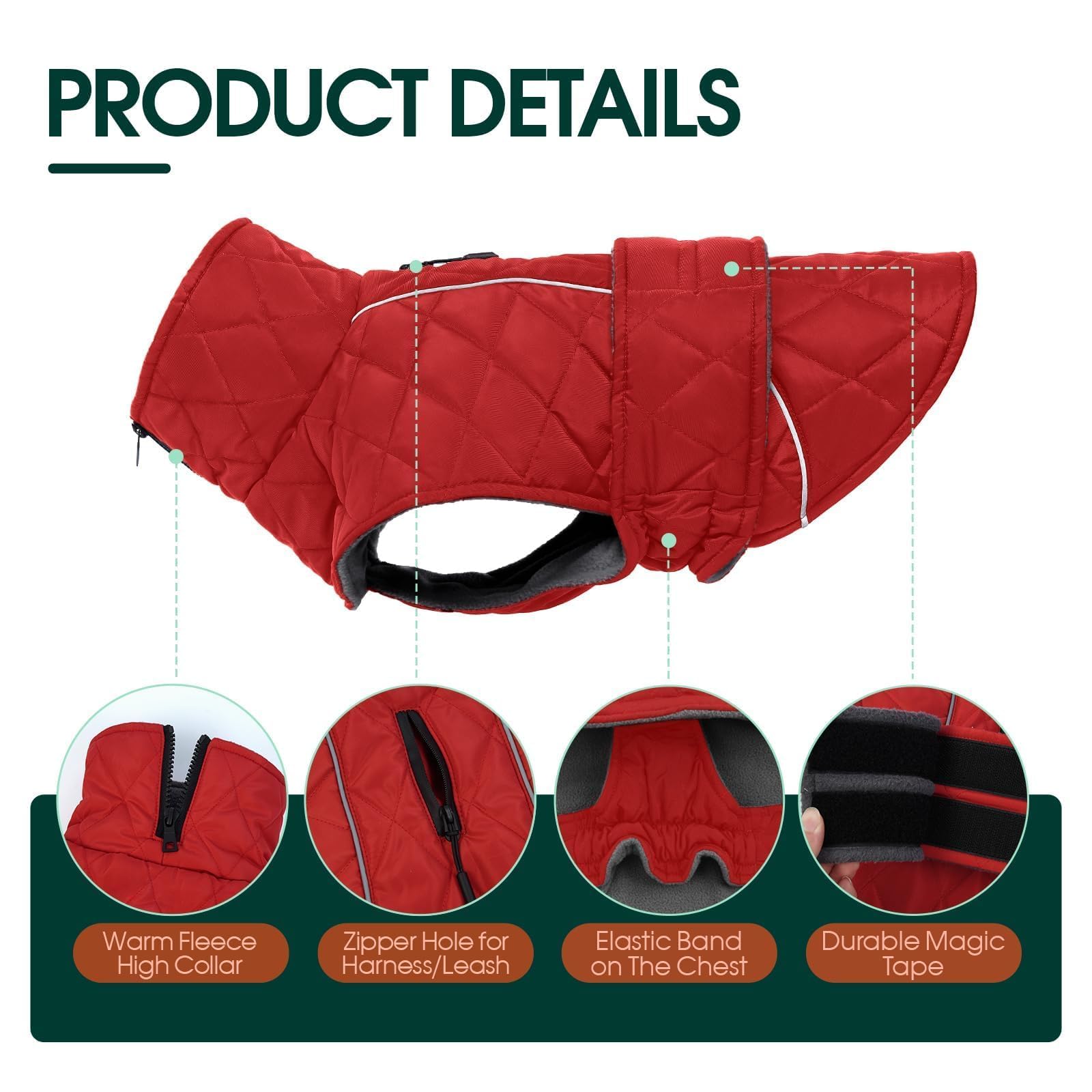 Kuoser chest hook-and-loop design aids a snug, adjustable fit across breeds.