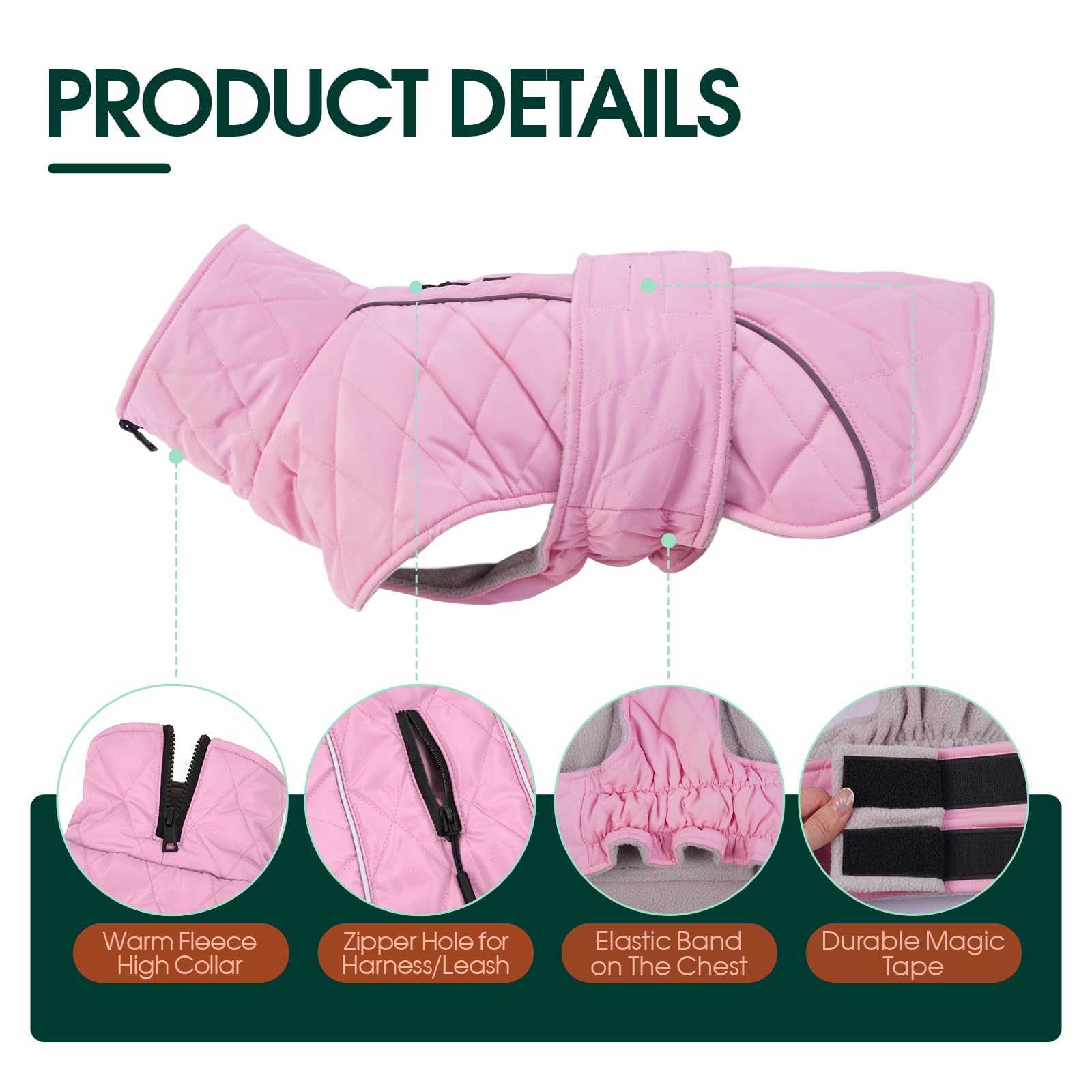 Kuoser fleece collar provides extra warmth around the neck.