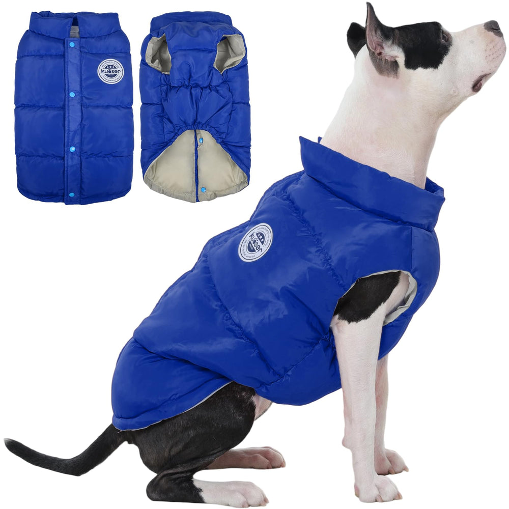 Kuoser Dog Coat Puffer Vest front view shows warm windproof protection for walks