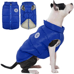 Kuoser Dog Coat Puffer Vest front view shows warm windproof protection for walks