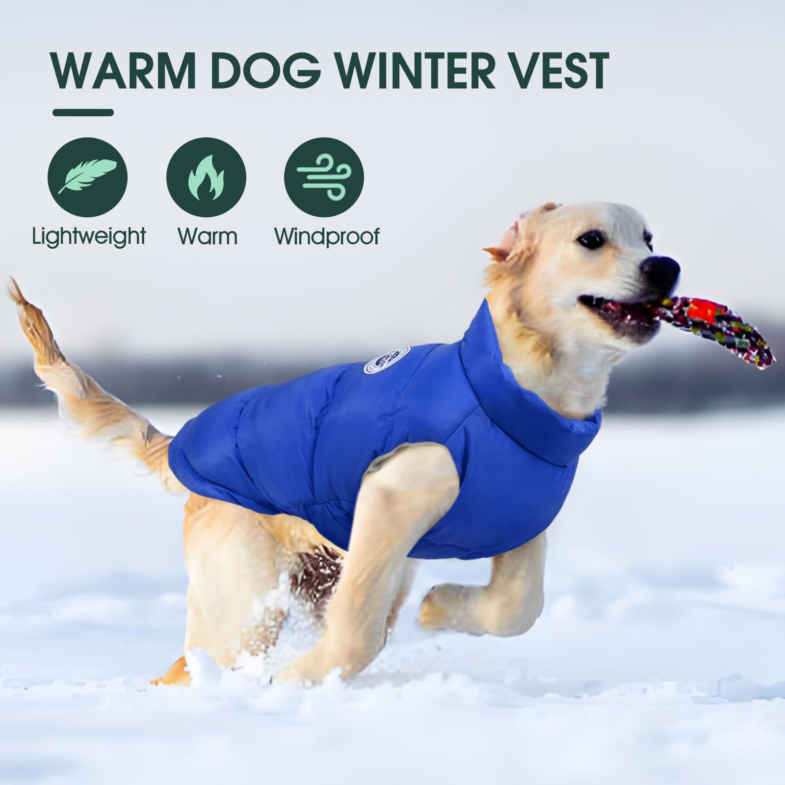 Kuoser Dog Coat Puffer Vest snap-on, quick dressing for busy mornings