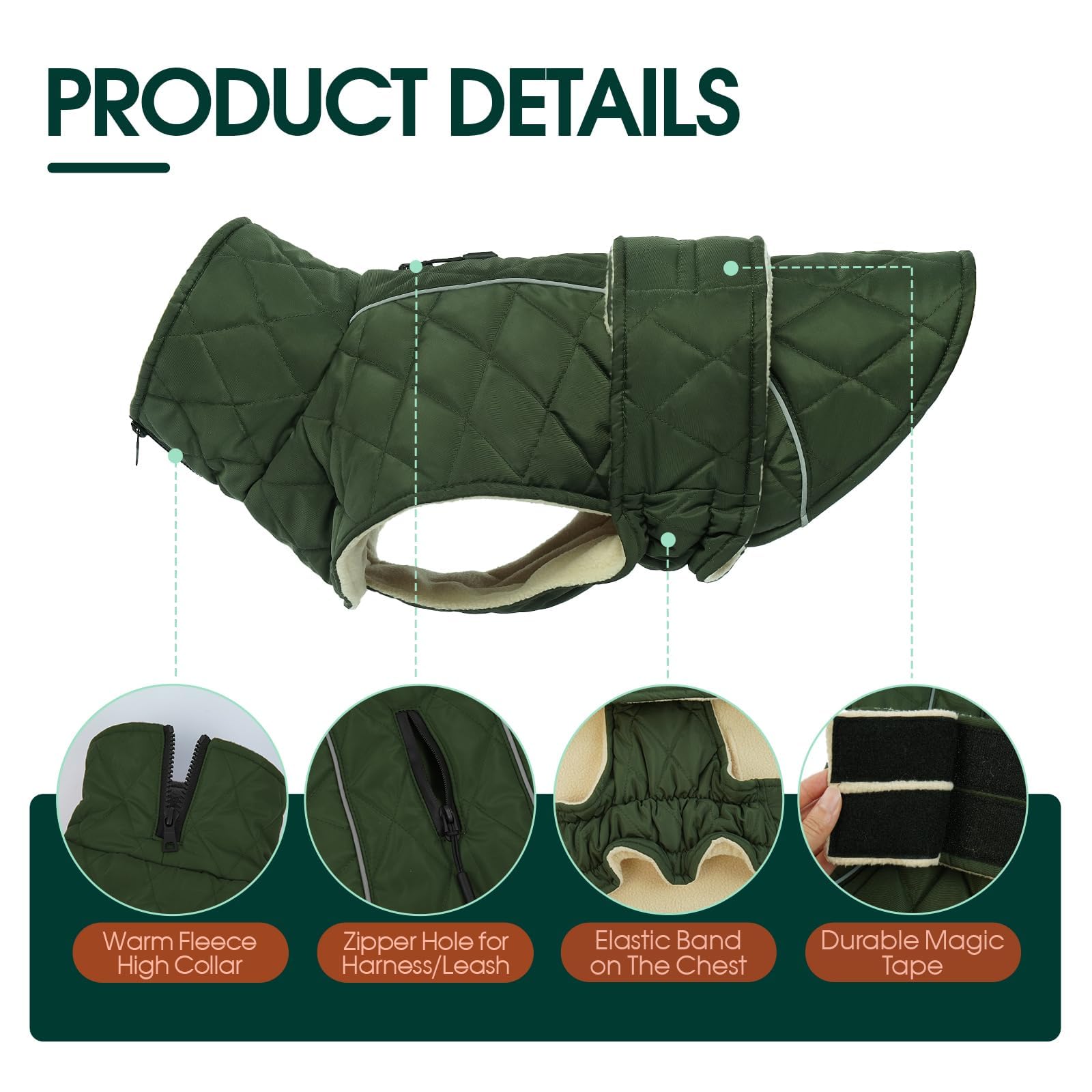 Kuoser dog coat side closure allows adjustable fit and easy wearing