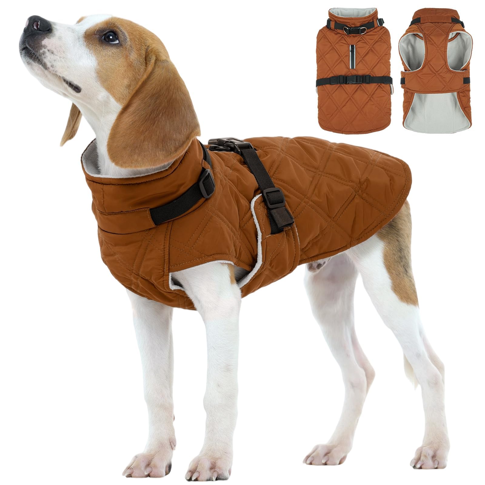 Kuoser dog coat warm fleece lining closeup showing cozy insulation for cold days