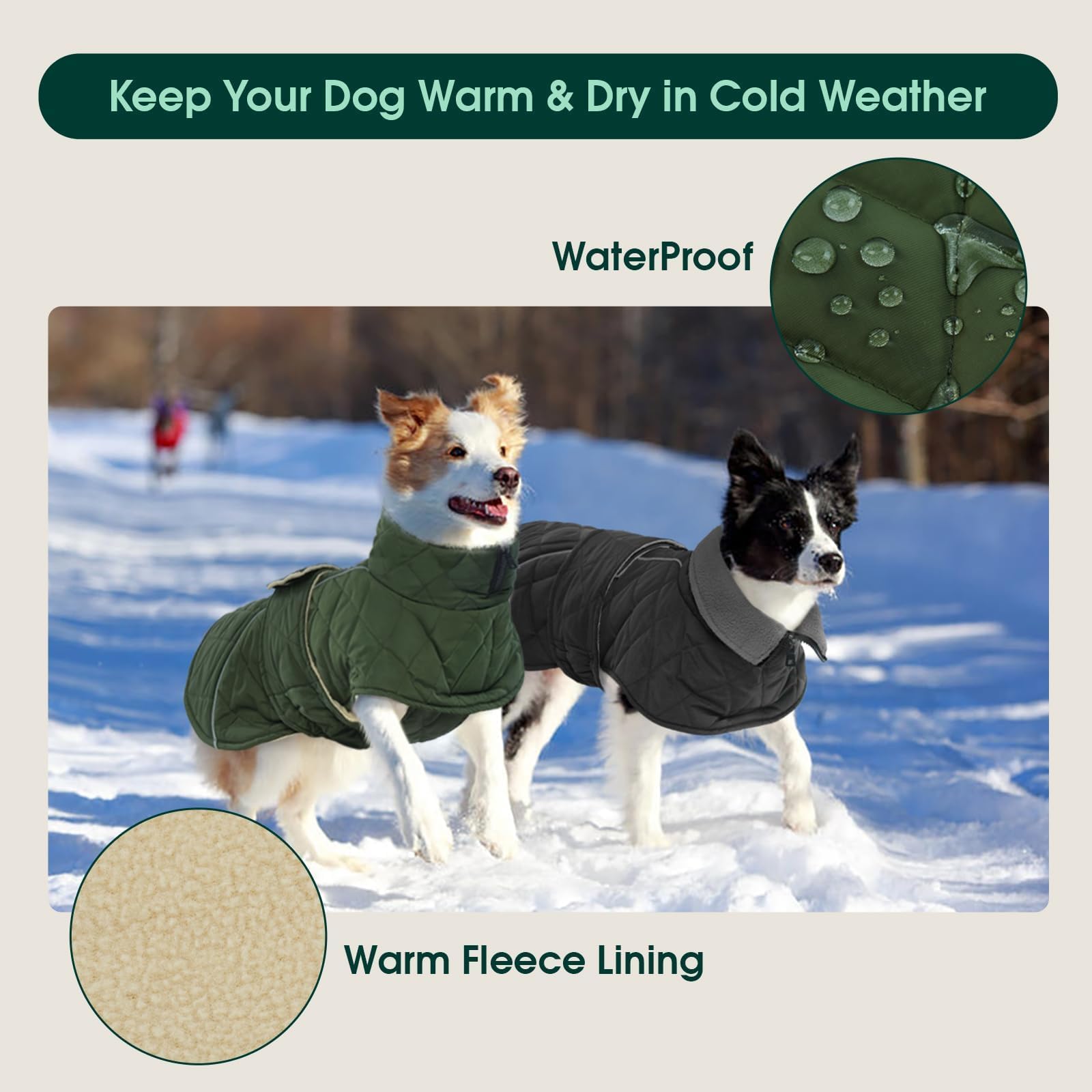 Kuoser dog coat windproof fabric shields against gusts in cold weather