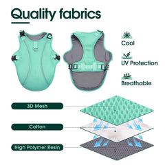 Kuoser dog cooling vest green reflective trim close-up for visibility