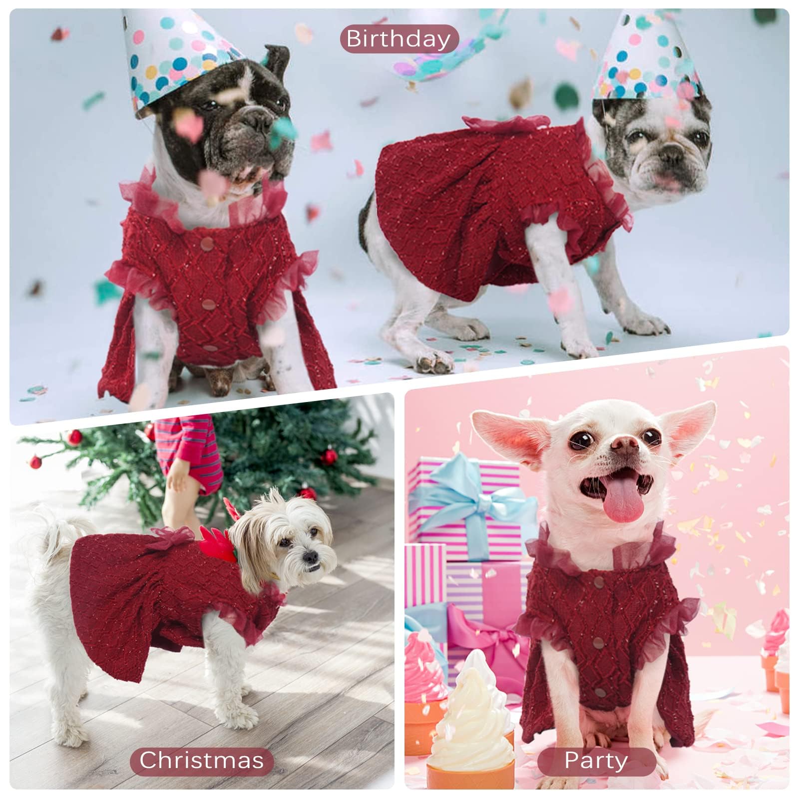Kuoser dog dress princess bow close-up for elegant look