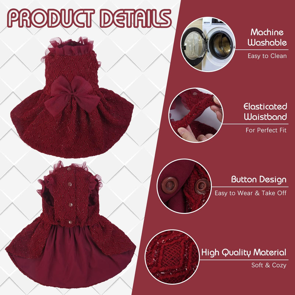 Kuoser dog dress red XS fabric closeup shows soft breathable fabric