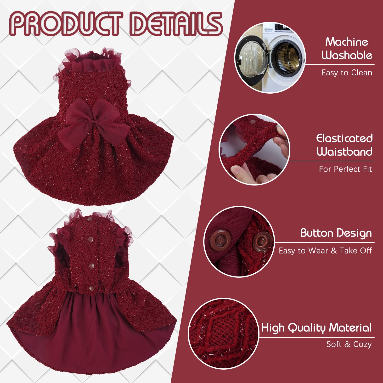 Kuoser dog dress soft breathable material close-up