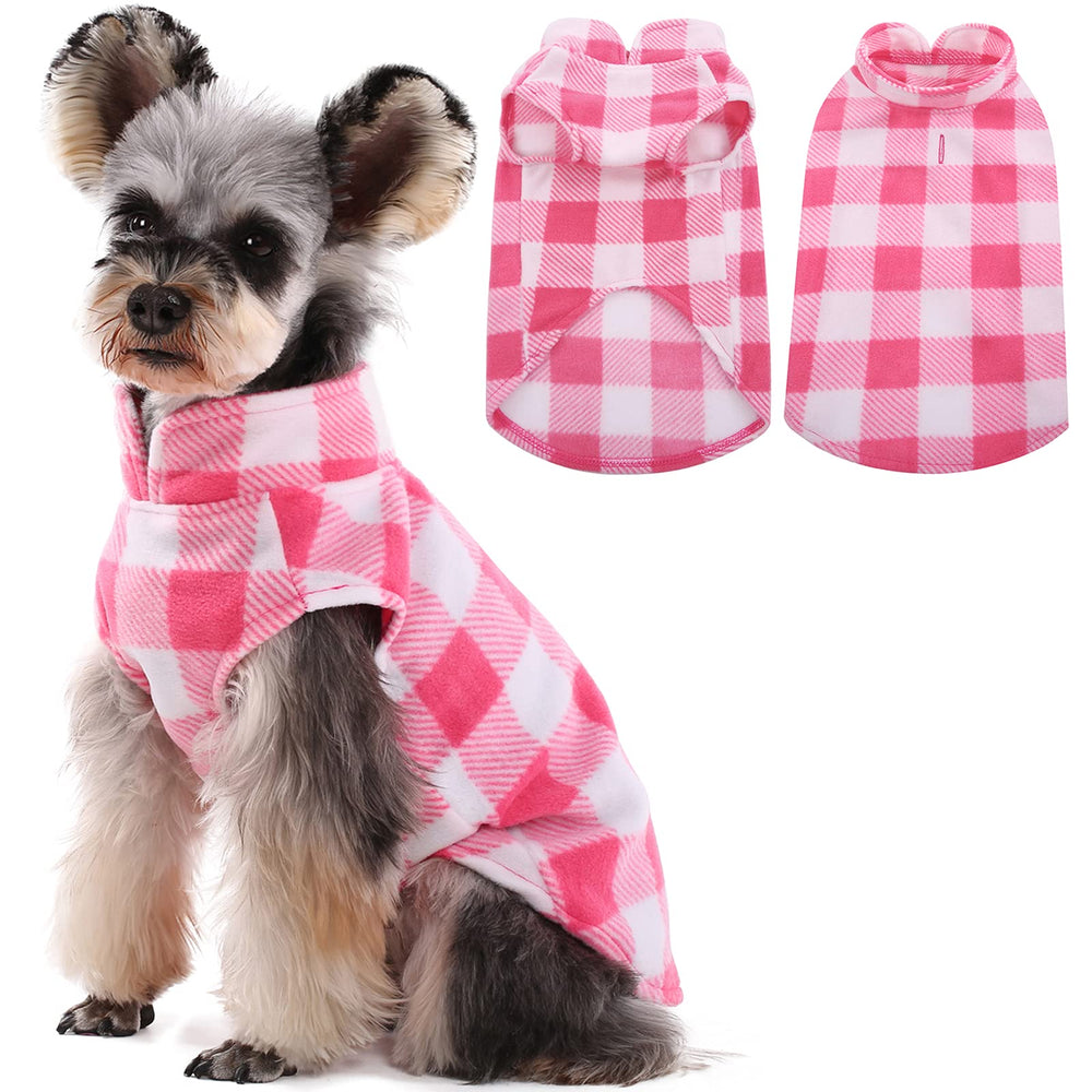Kuoser dog fleece vest pink front shows cozy warmth for cold-weather walks.