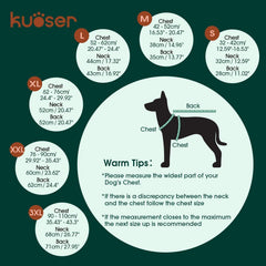 Kuoser dog jacket harness hole enables easy leash attachment.