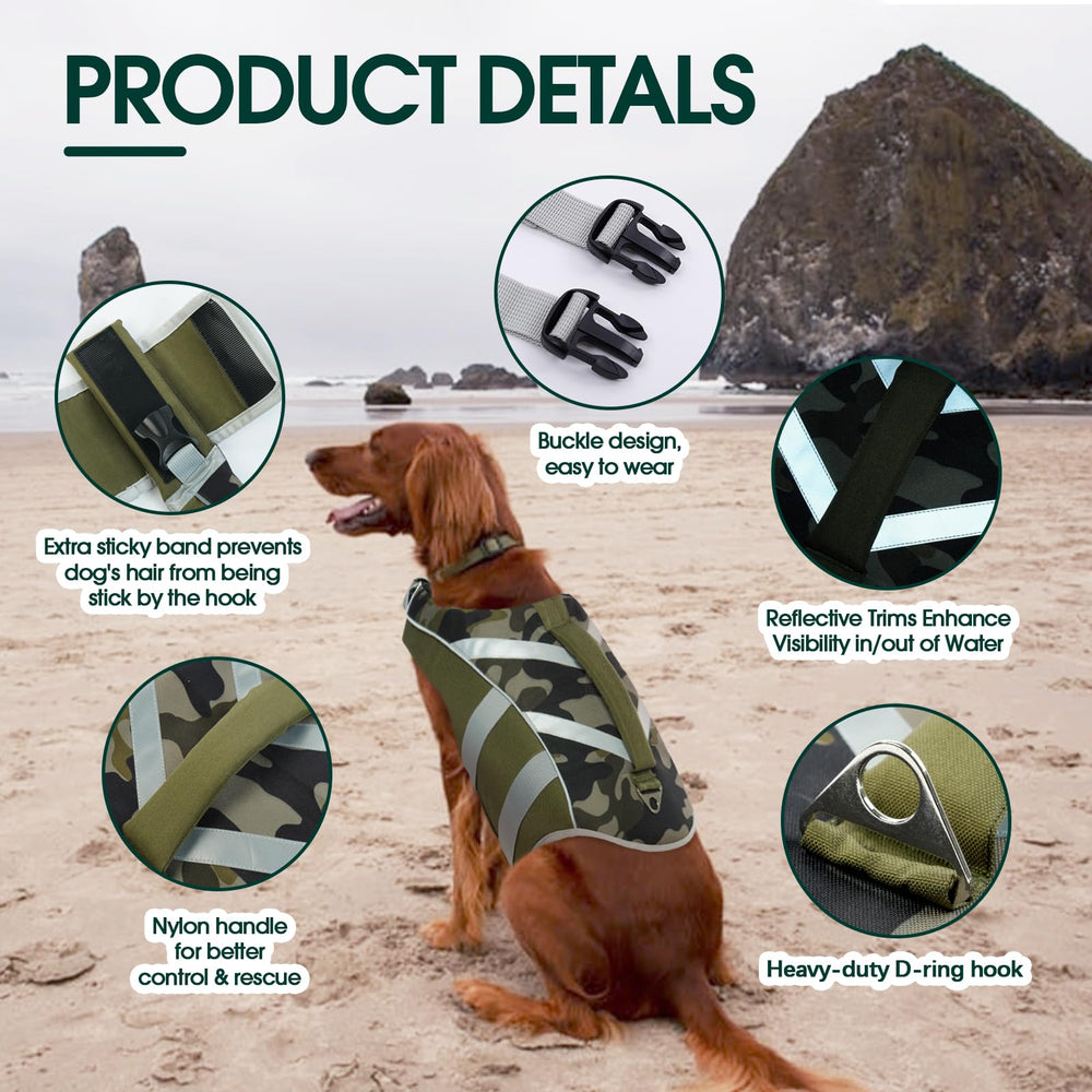 Kuoser dog life jacket with adjustable quick-release buckles for easy fitting.