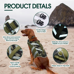 Kuoser dog life jacket with adjustable quick-release buckles for easy fitting.