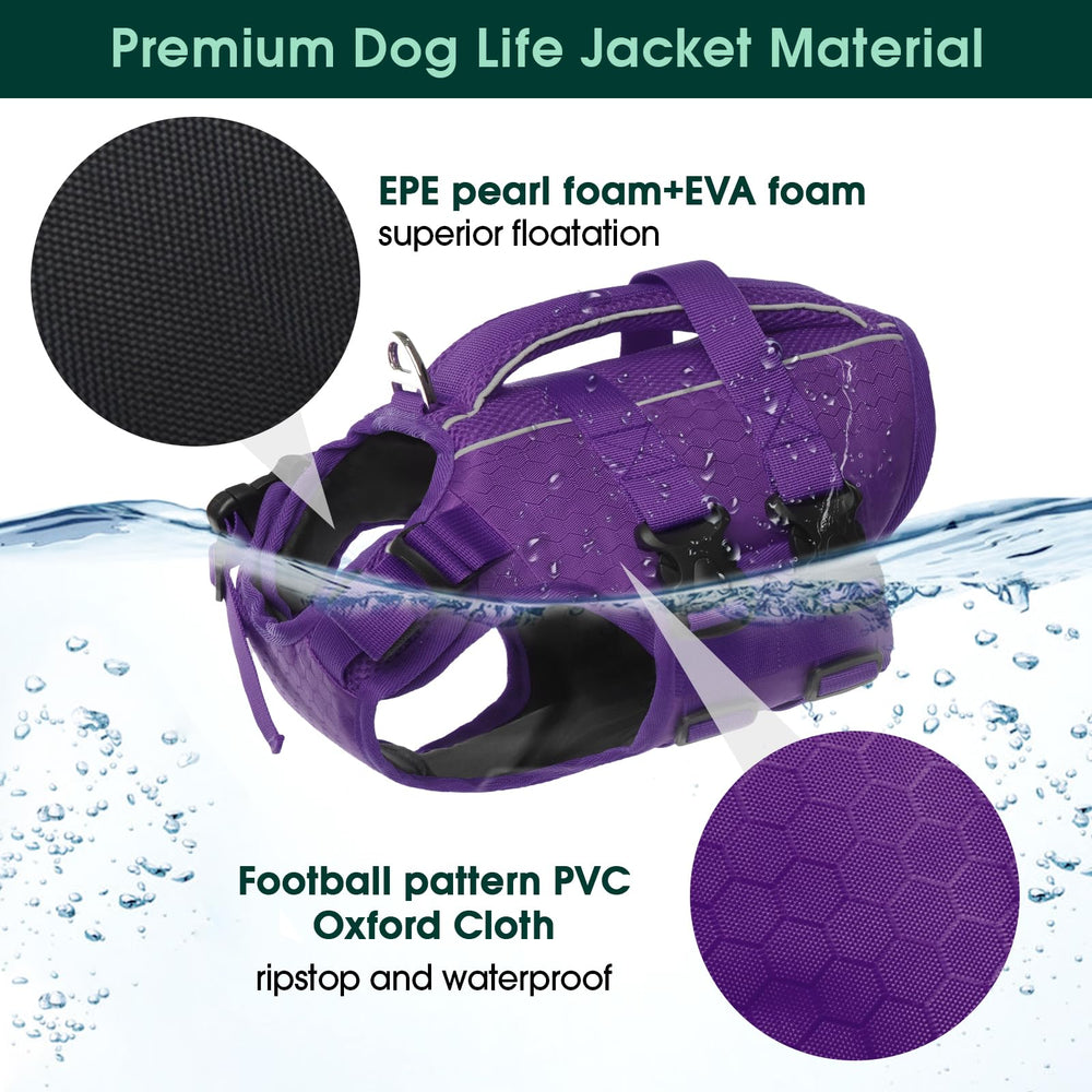 Kuoser dog life jacket adjustable nylon straps secure a snug fit