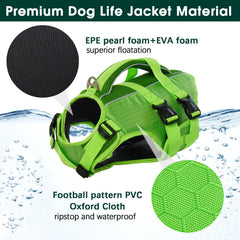 Kuoser dog life jacket flotation materials close-up highlights durable ripstop fabric