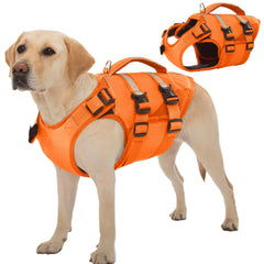 Kuoser Dog Life Jacket highlights high flotation foam for buoyant support during swims.