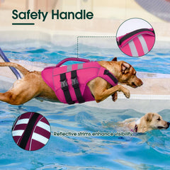 Kuoser Dog Life Jacket Large — adjustable-neck-chest-buckles secure fit during active swimming.