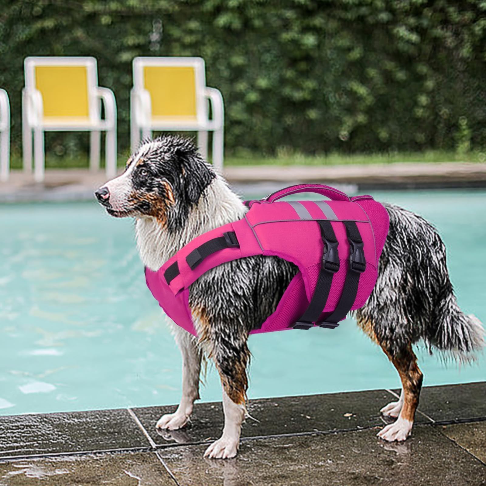 Kuoser Dog Life Jacket Large — durable-padding construction enhances flotation and comfort in waves.