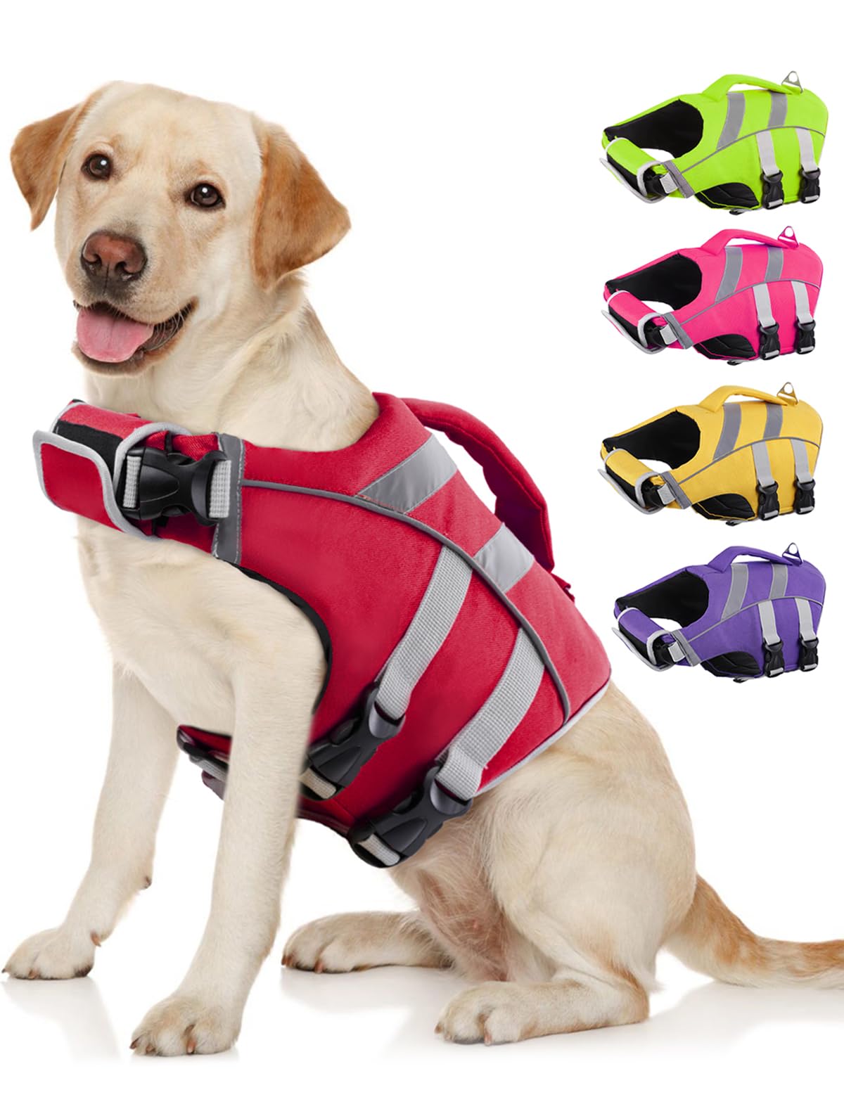 Kuoser dog life jacket with reflective stripes increases visibility during swimming and evening walks