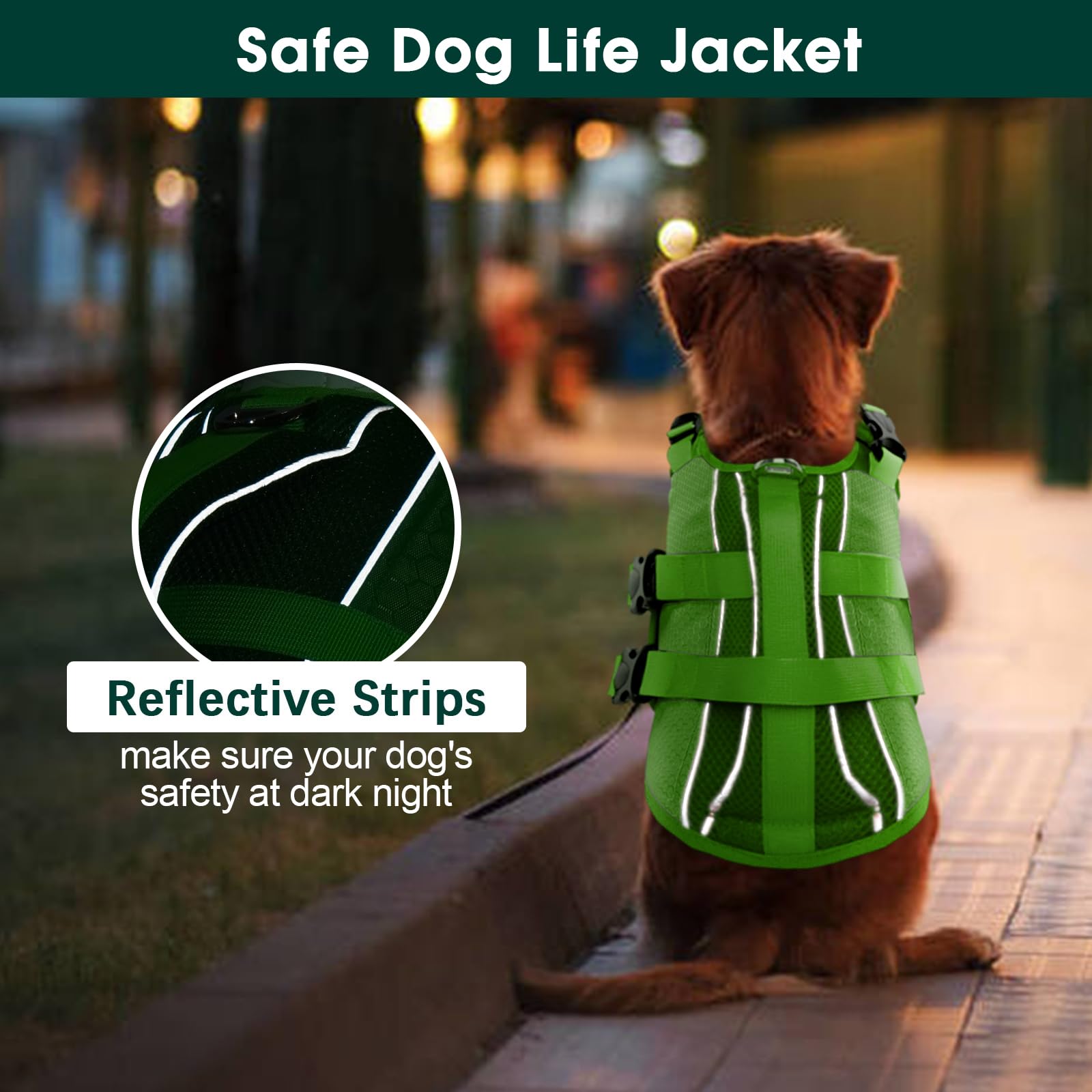 Kuoser dog life jacket reflective strips enhance visibility during low light