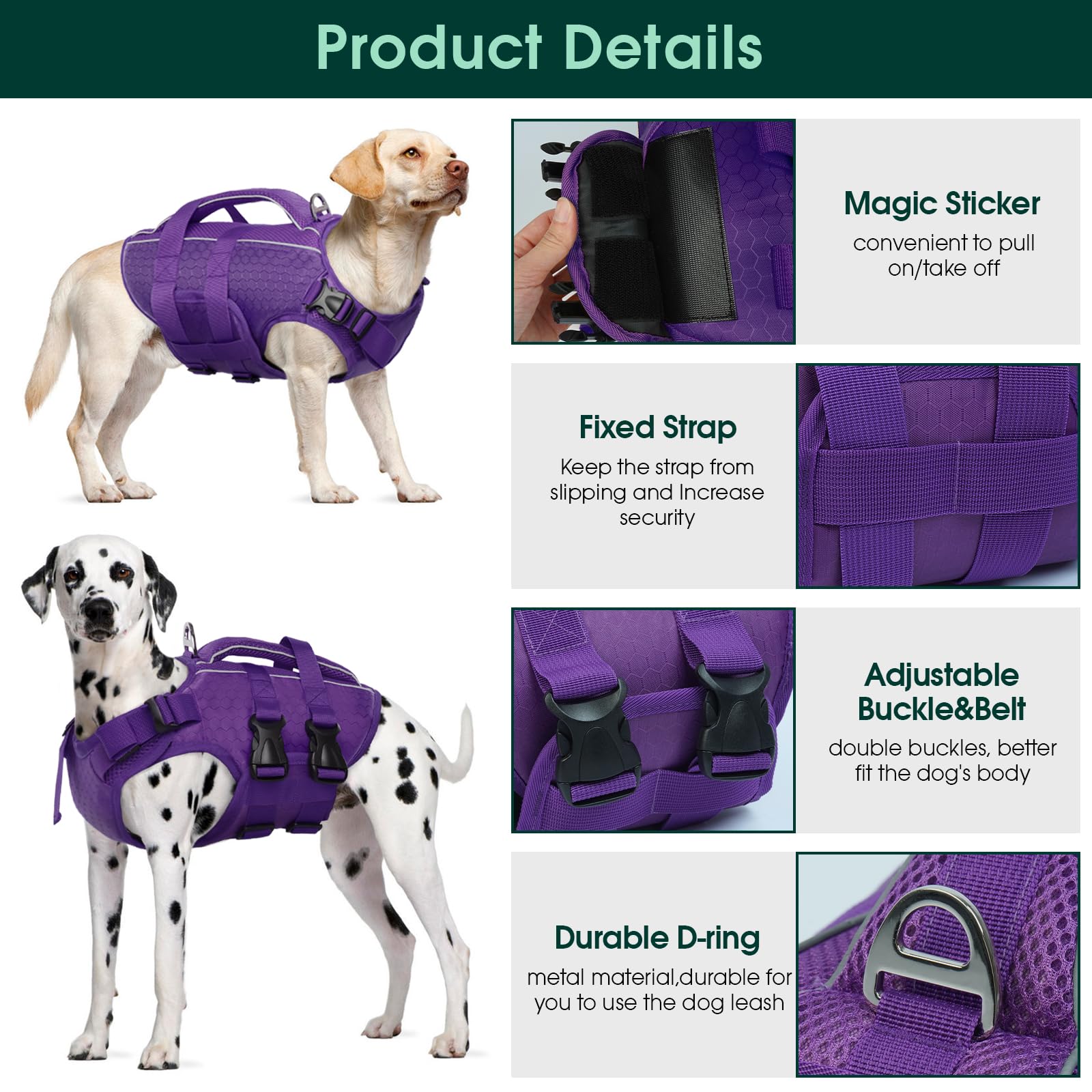 Kuoser dog life jacket rescue handle enables quick assistance on shore