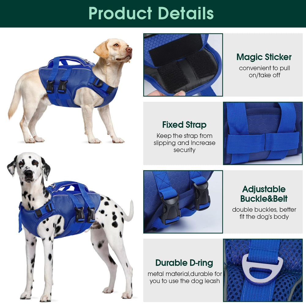 Kuoser dog life jacket rescue handle for easy lift during water rescues