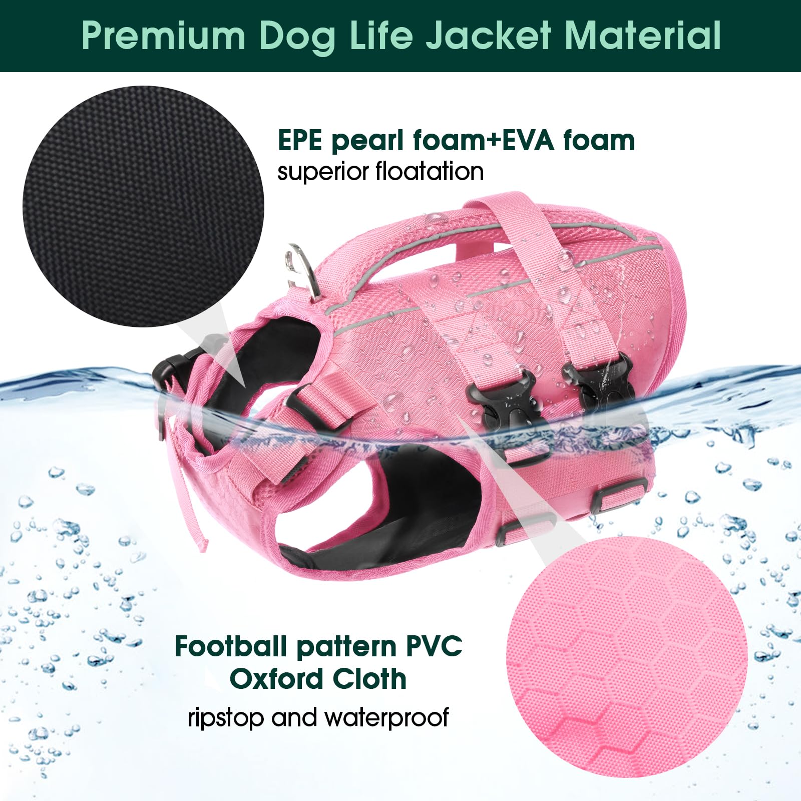 Kuoser dog lifejacket featuring adjustable nylon straps for secure fit