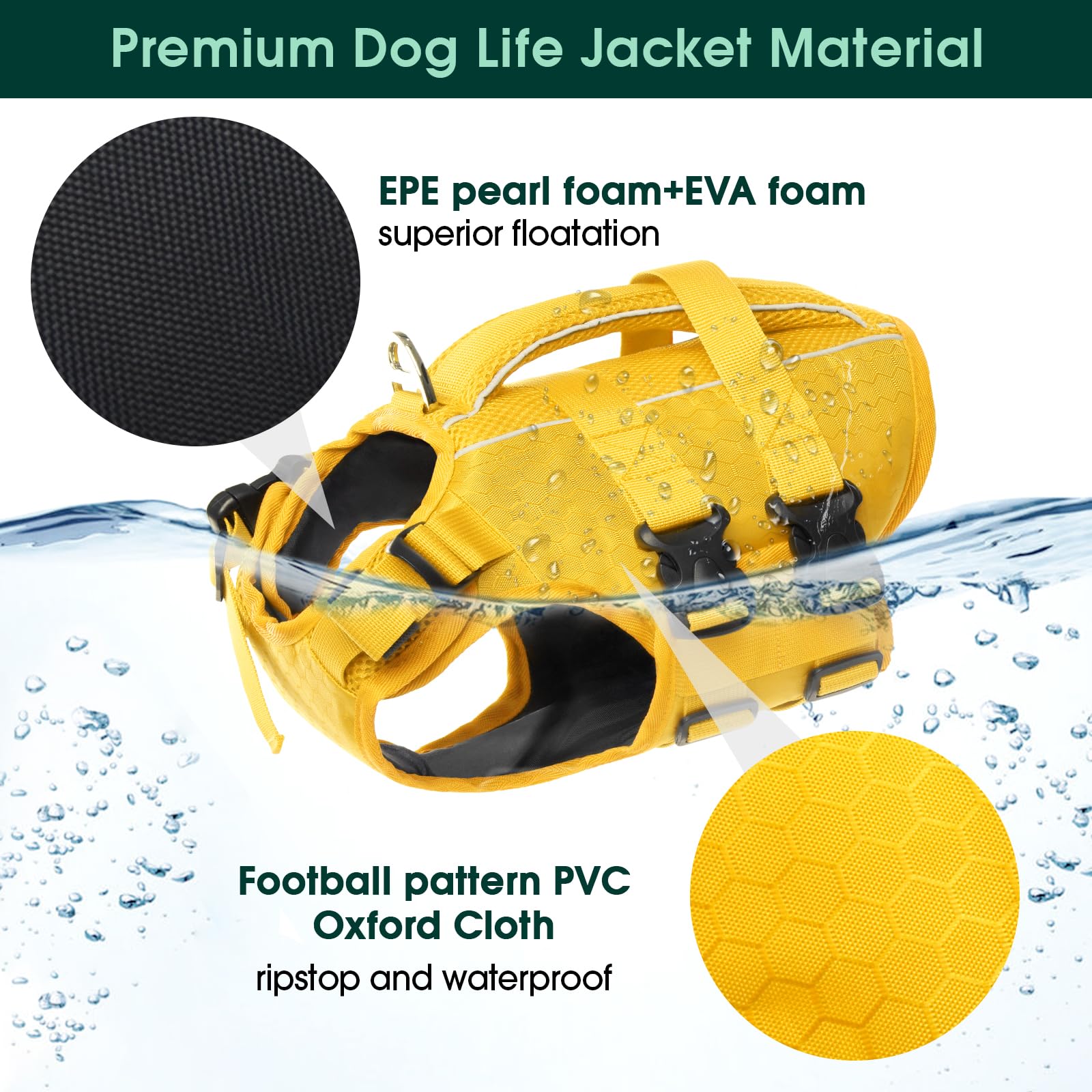 Kuoser dog lifejacket adjustable-nylon-straps ensures a secure fit for dogs.