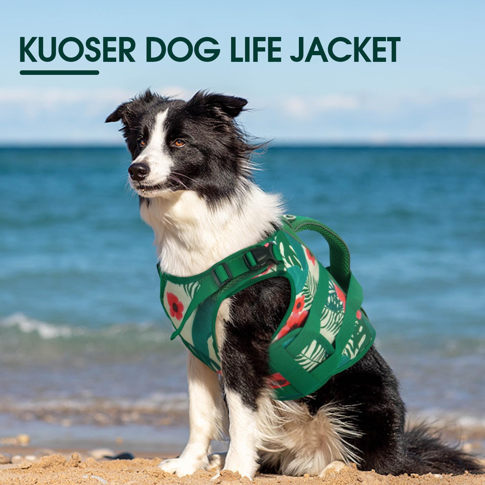 Kuoser dog lifejacket beach-ready design supports swimming, boating, and pool time.