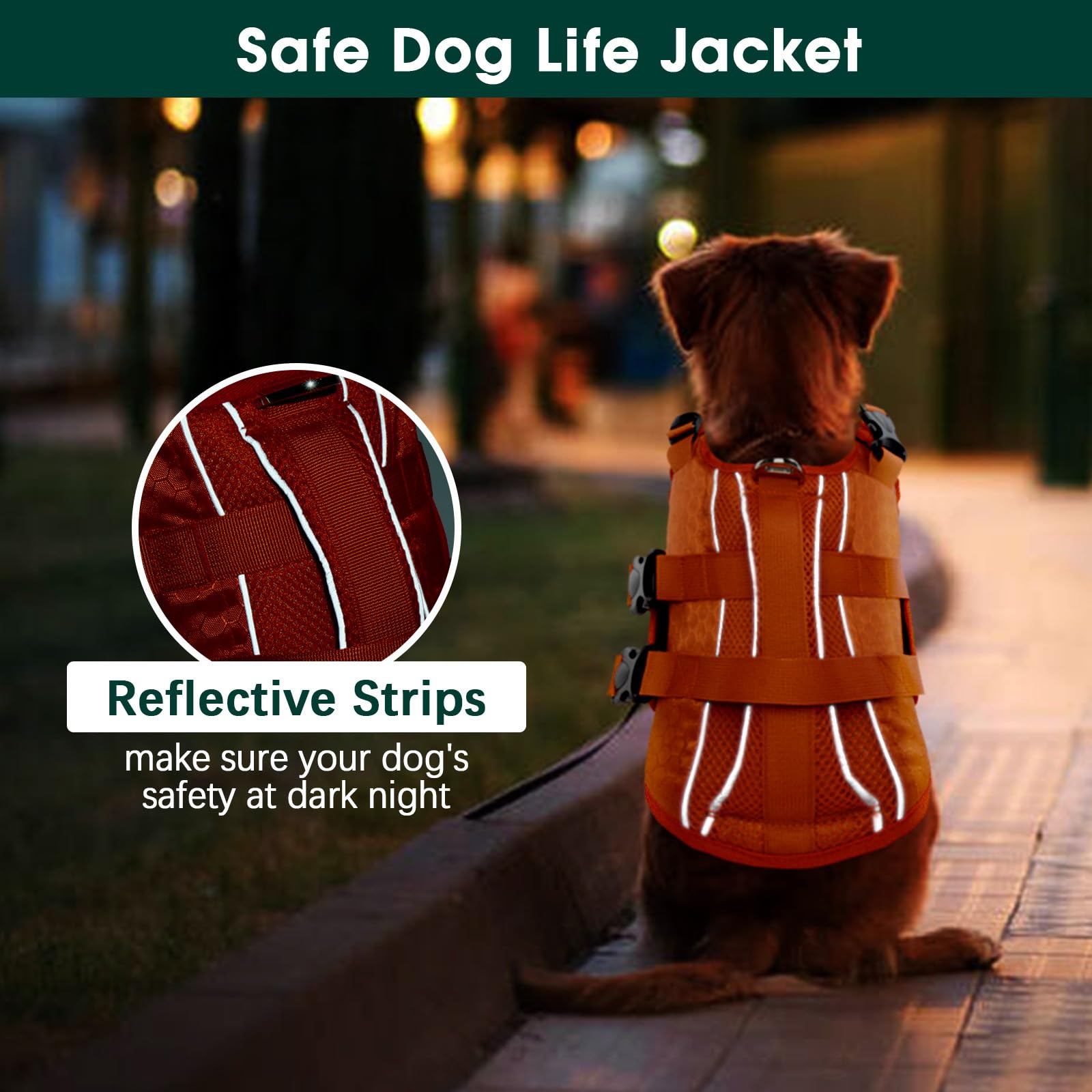 Kuoser dog lifejacket double-buckle-closure secure on/off