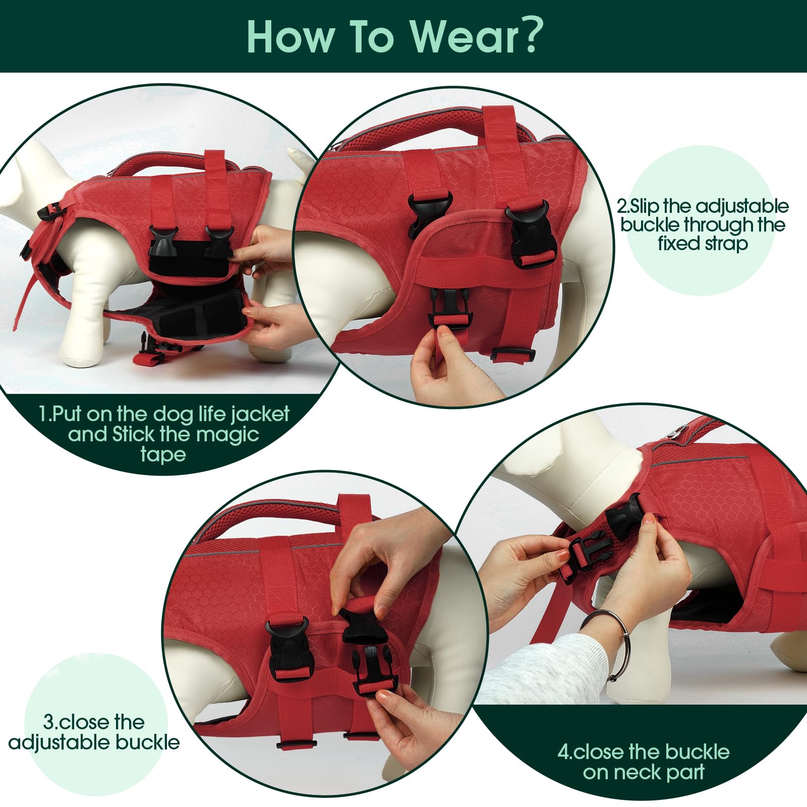 Kuoser dog lifejacket material options ripstop Oxford and polyester