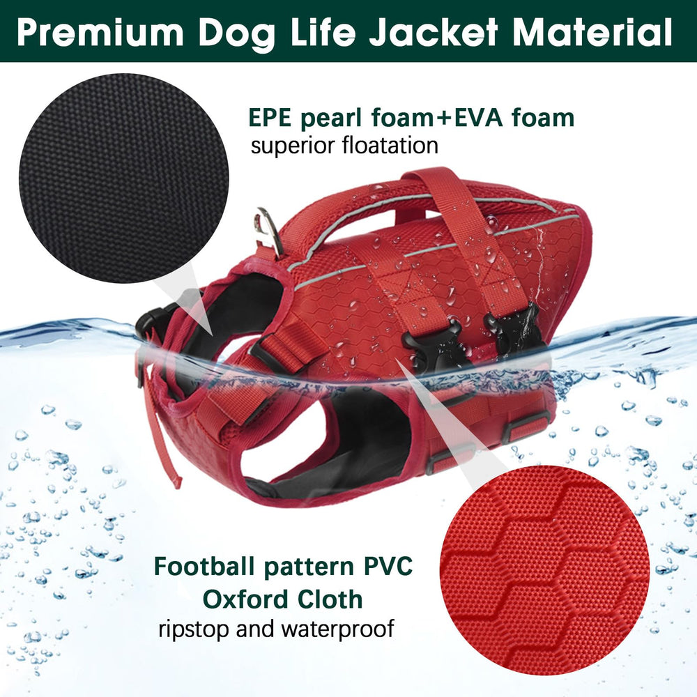 Kuoser dog lifejacket reflective-strips enhances visibility during dusk play and outdoor activities.