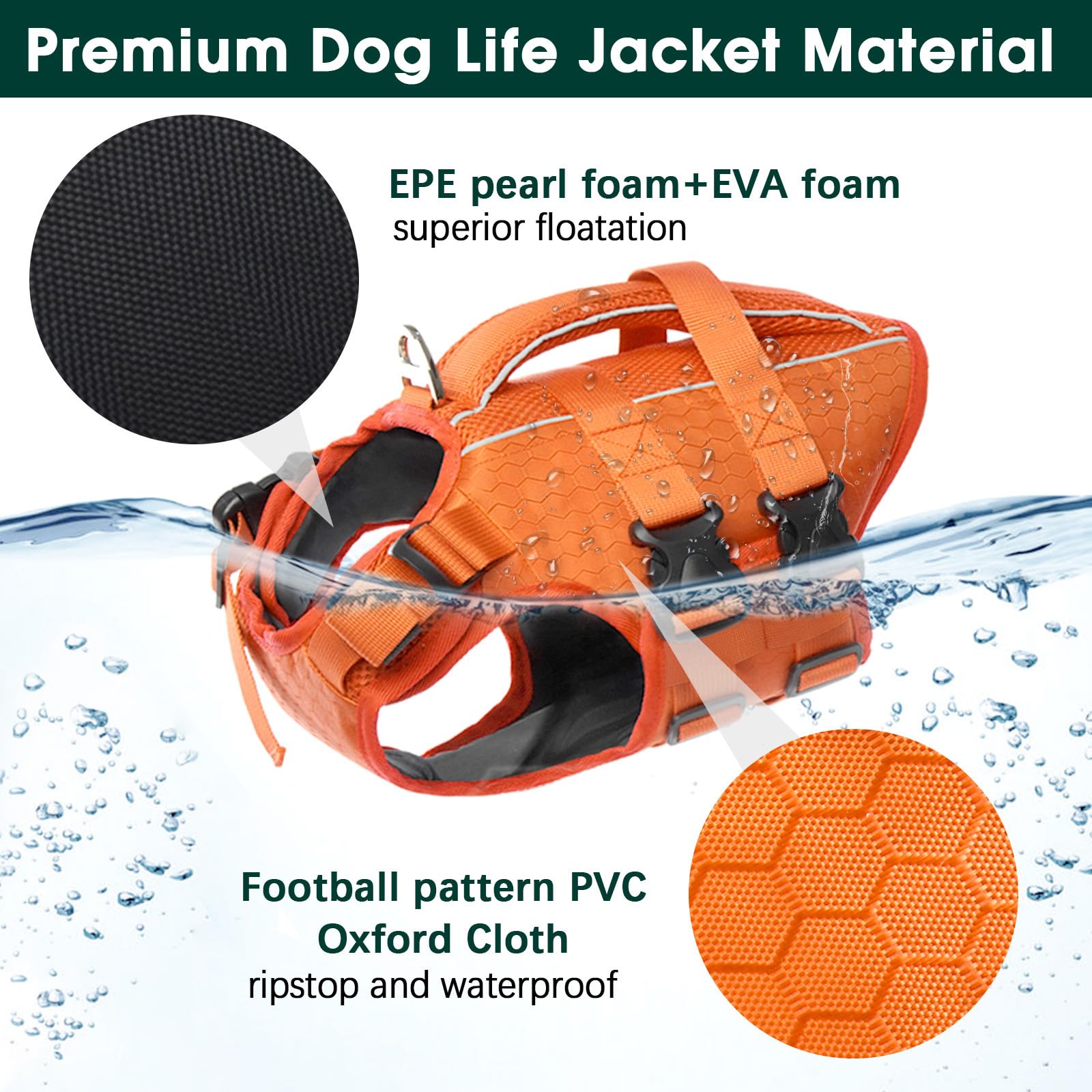 Kuoser dog lifevest features a convenient rescue handle for quick, controlled assist