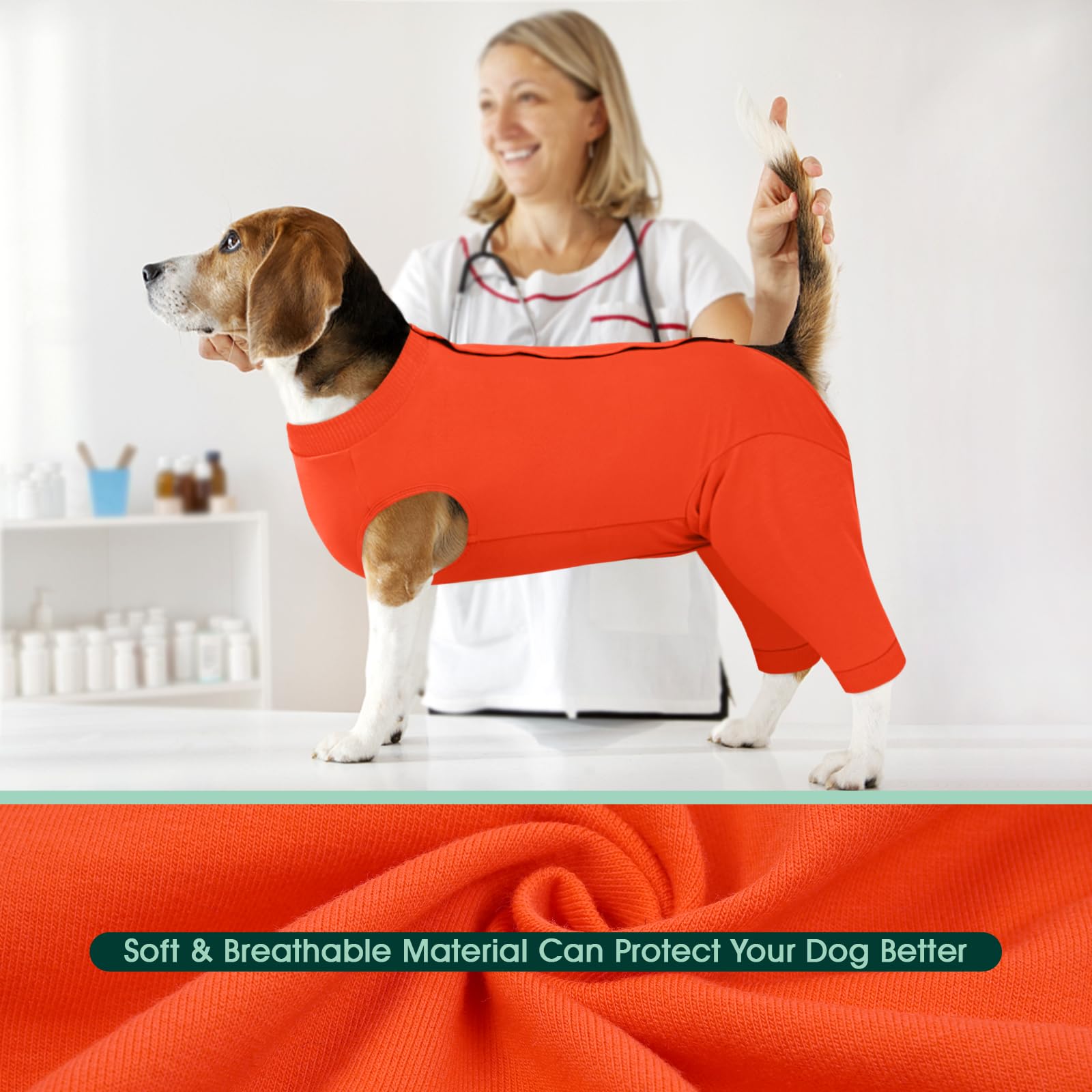 Kuoser long-sleeves design on dog sleeve supports joints and sensitive skin.