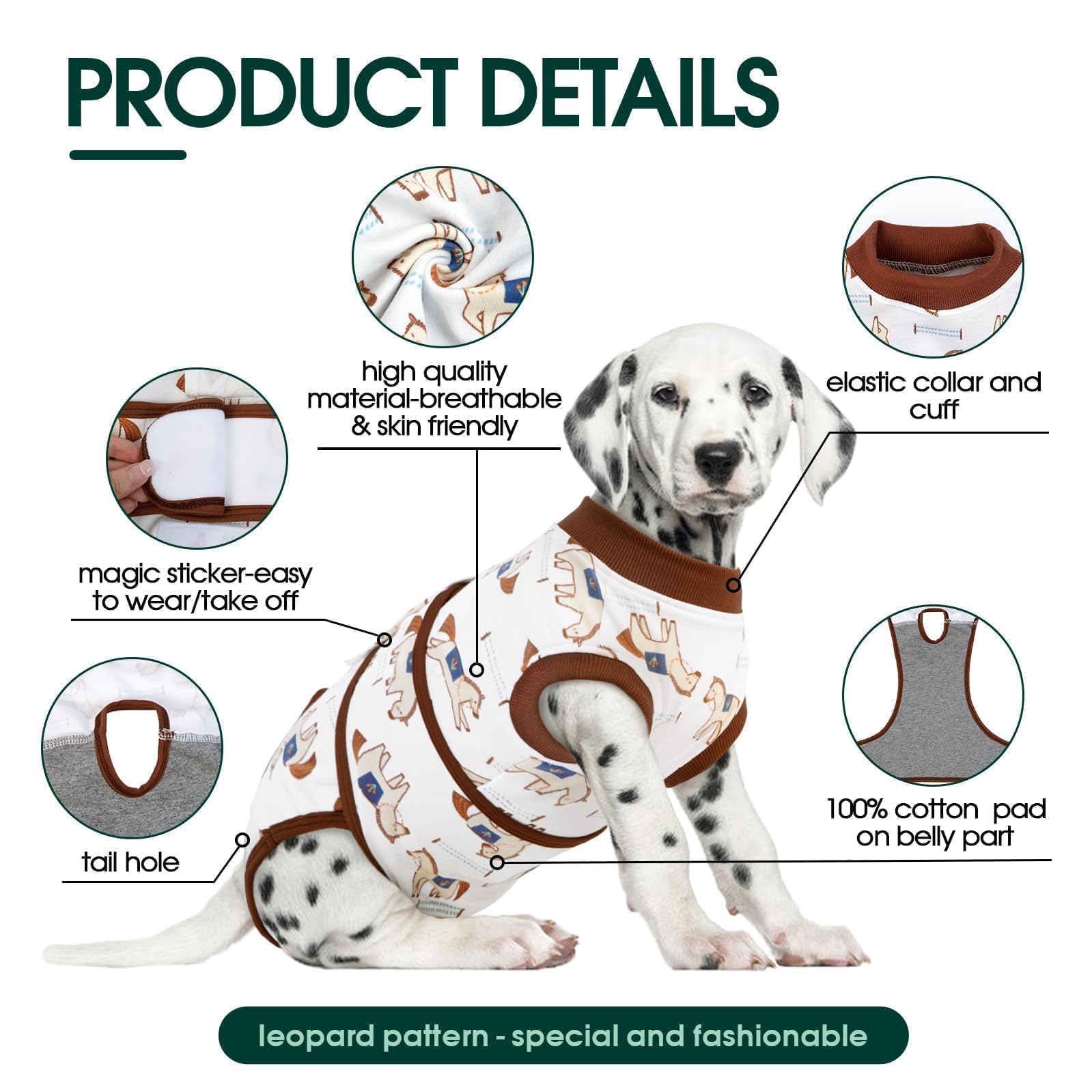 Kuoser dog recovery suit back-closure provides secure, adjustable fit