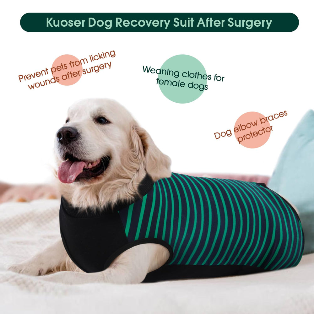 Kuoser dog recovery suit green leg sleeve design aids secure, comfortable recovery.