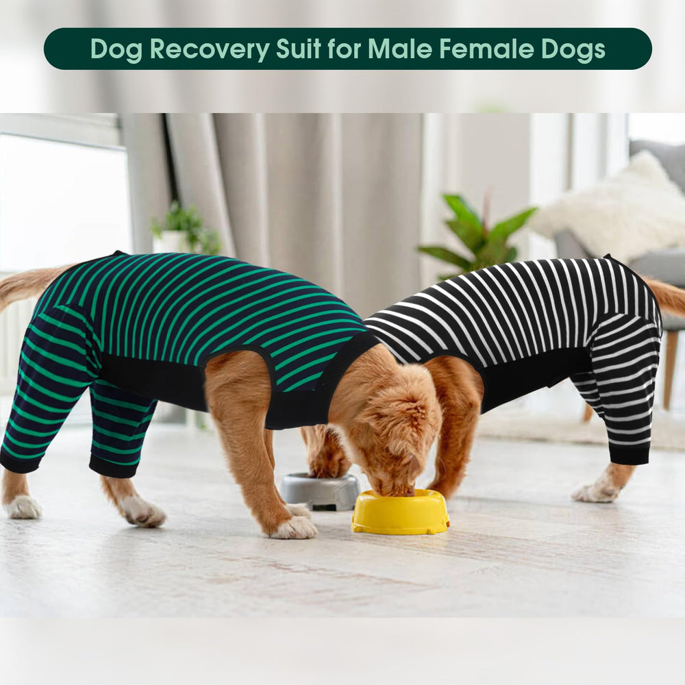 Kuoser dog recovery suit green snug fit calms anxious pets during recovery.
