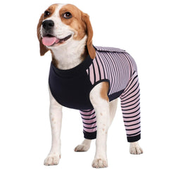 Kuoser Dog Recovery Suit Pink L front view promotes cone-free healing and wound coverage