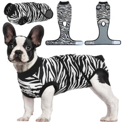 Kuoser dog surgery recovery suit back view shows snug fit for post-op healing