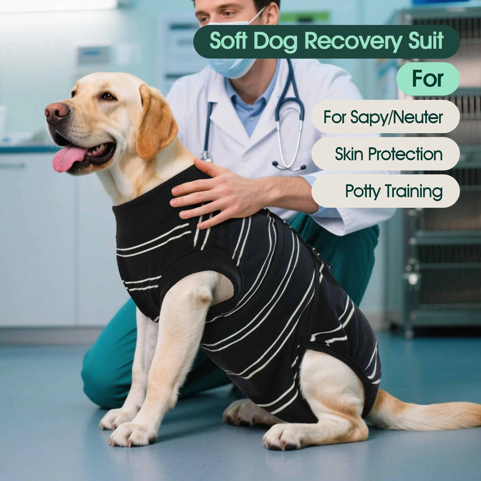 Kuoser dog surgery recovery suit orange soft stretchy fabric for comfortable wear