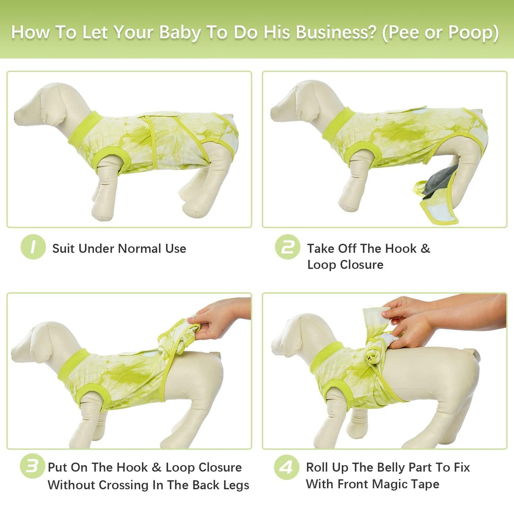Kuoser recovery suit rolled up for potty time without removal