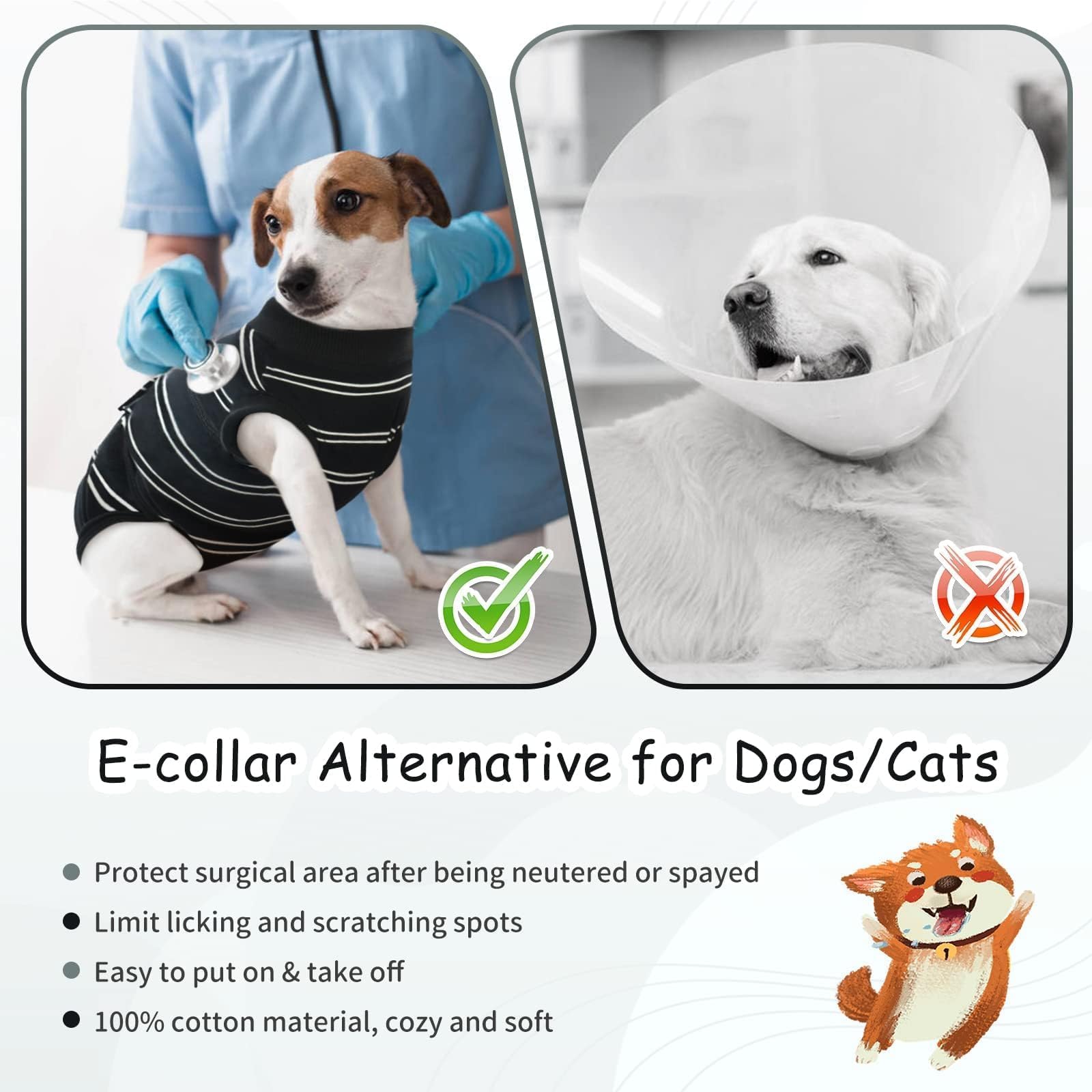 Kuoser dog surgery suit anti-licking protection helps wounds stay clean during recovery