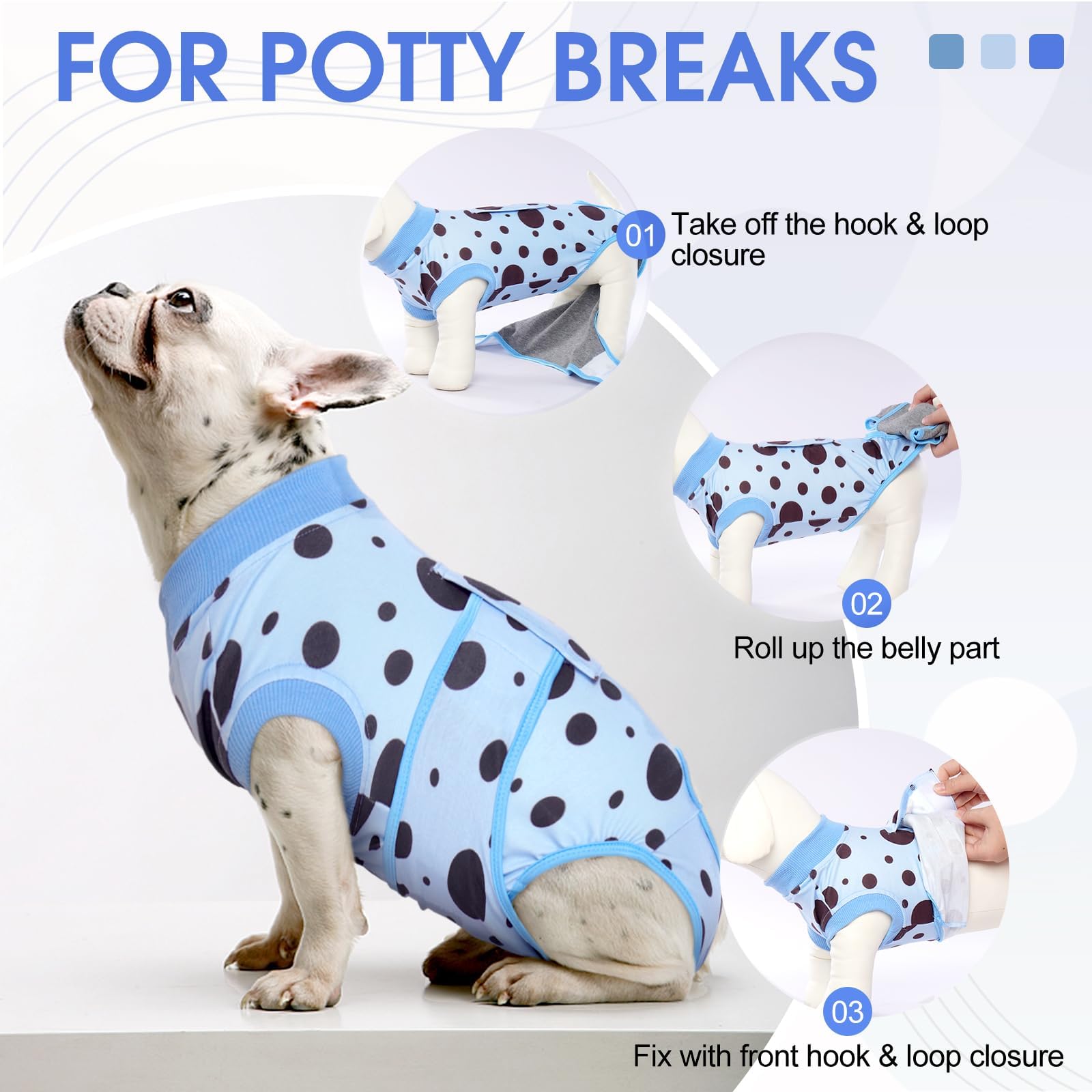 Kuoser dog surgery suit fabric close-up shows breathable, soft elastic material