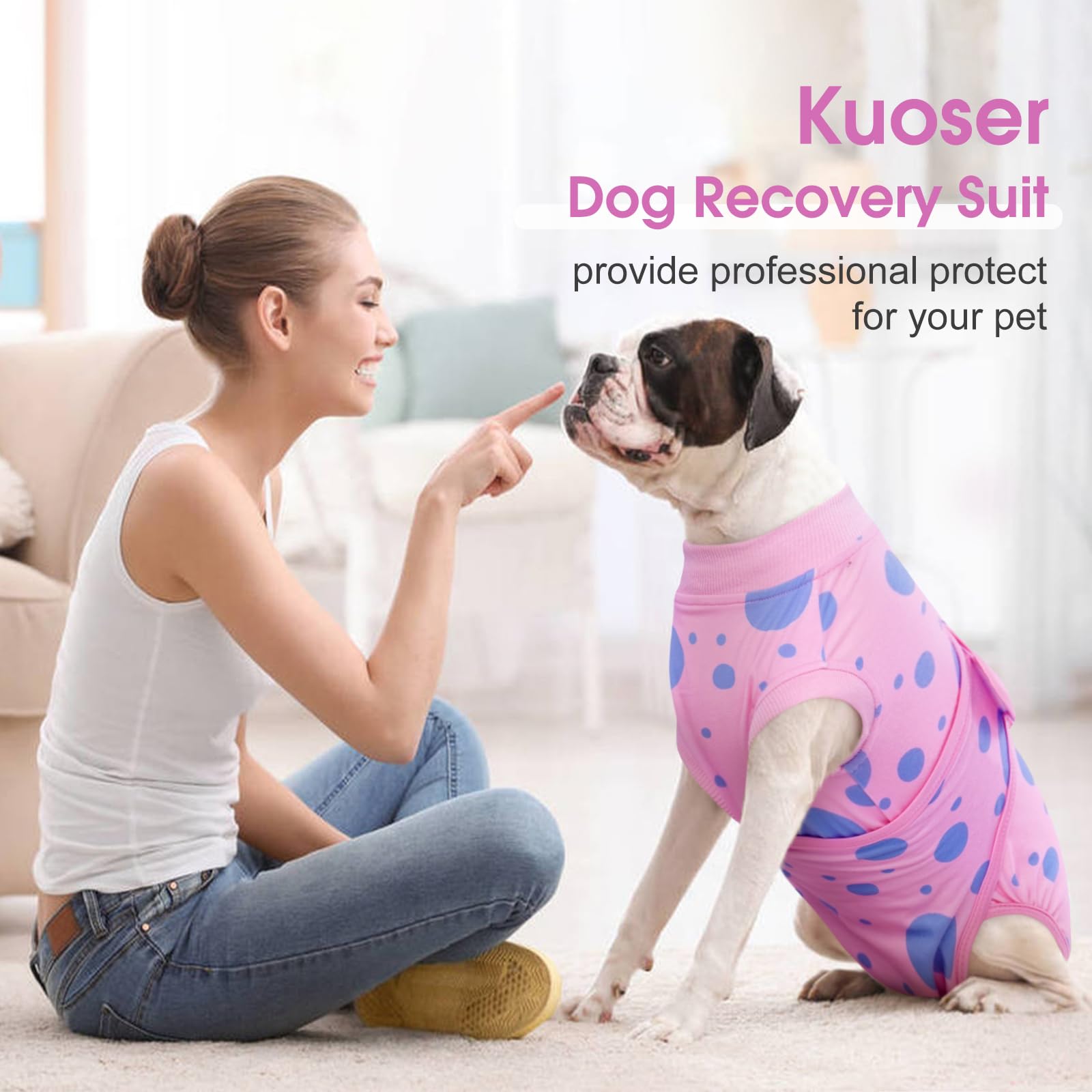Kuoser dog surgery suit care and washable design for quick drying after wash