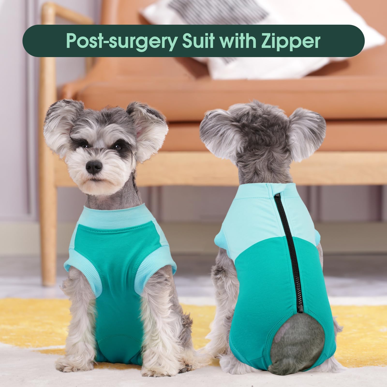 Kuoser dog surgery suit easy-dressing zipper for stress-free post-op changes.