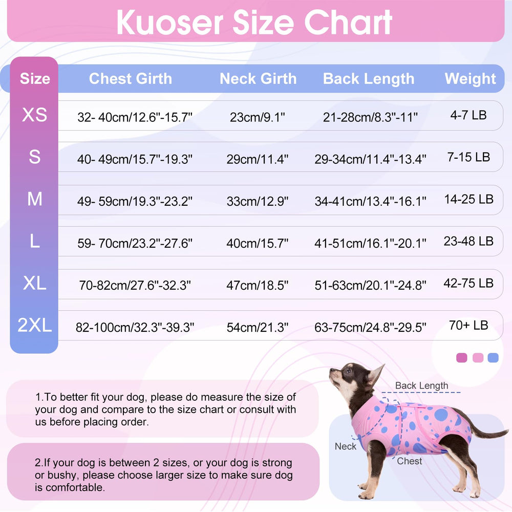 Kuoser dog surgery suit easy-on-off design for quick recovery wear.
