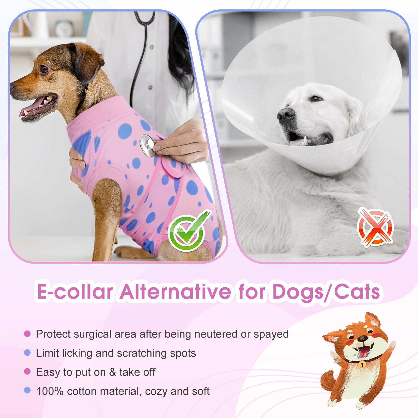 Kuoser dog surgery suit easy-on-off design simplifies dressing and daily routines.