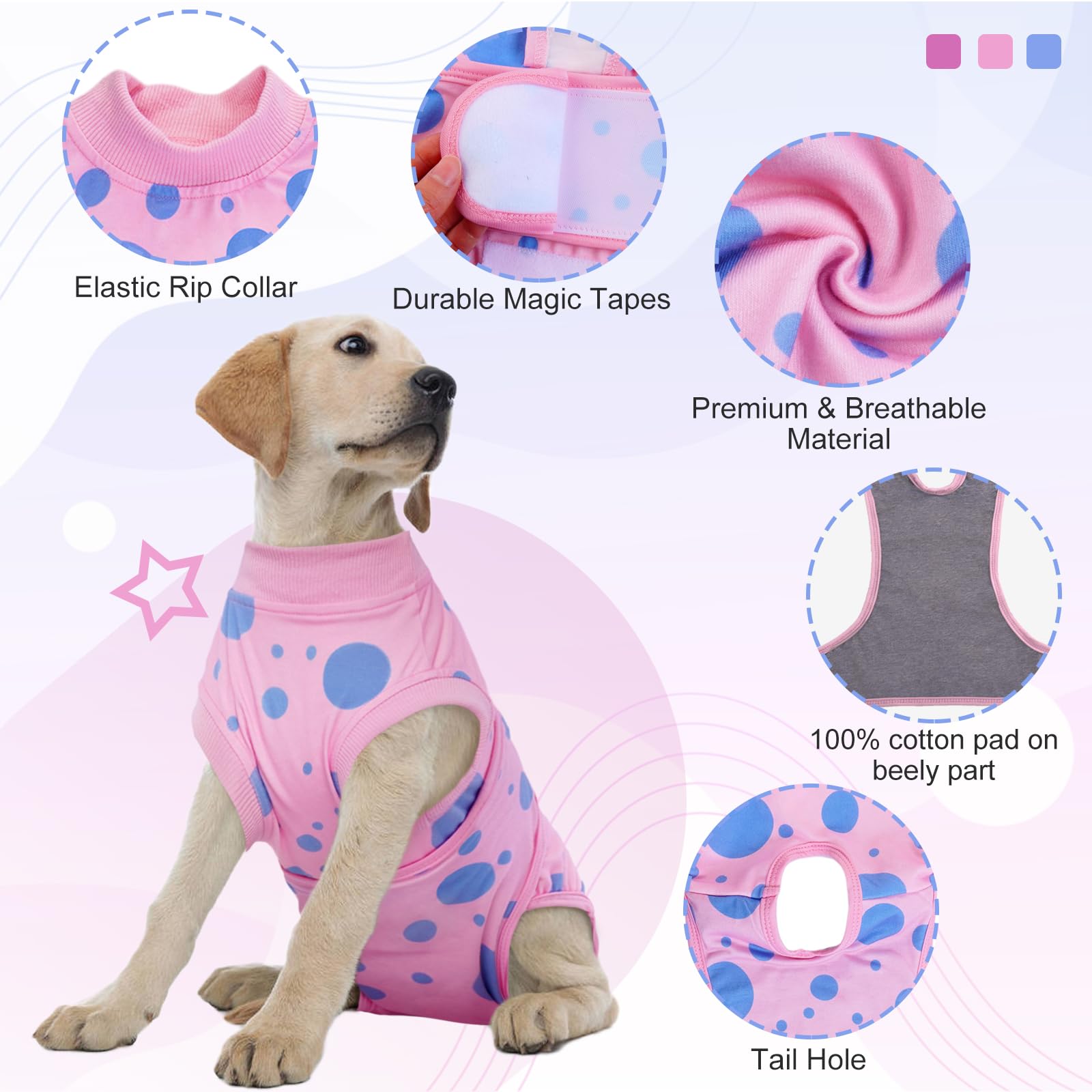 Kuoser dog surgery suit soft breathable fabric enhances comfort during recovery.